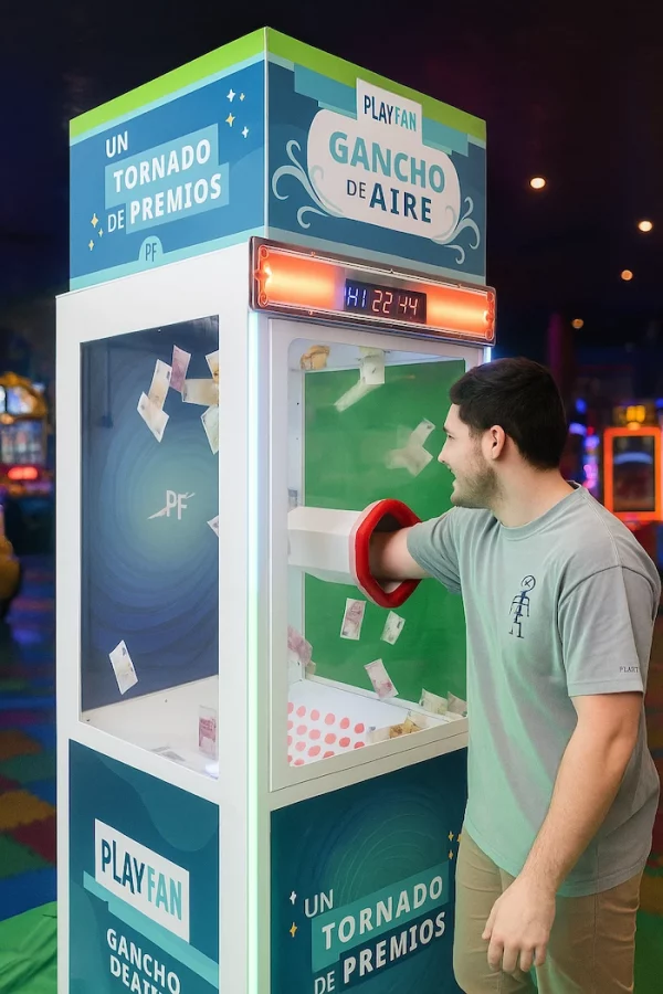 Alquier de máquina de gancho de aire para atrapar premios con la mano en eventos y ferias