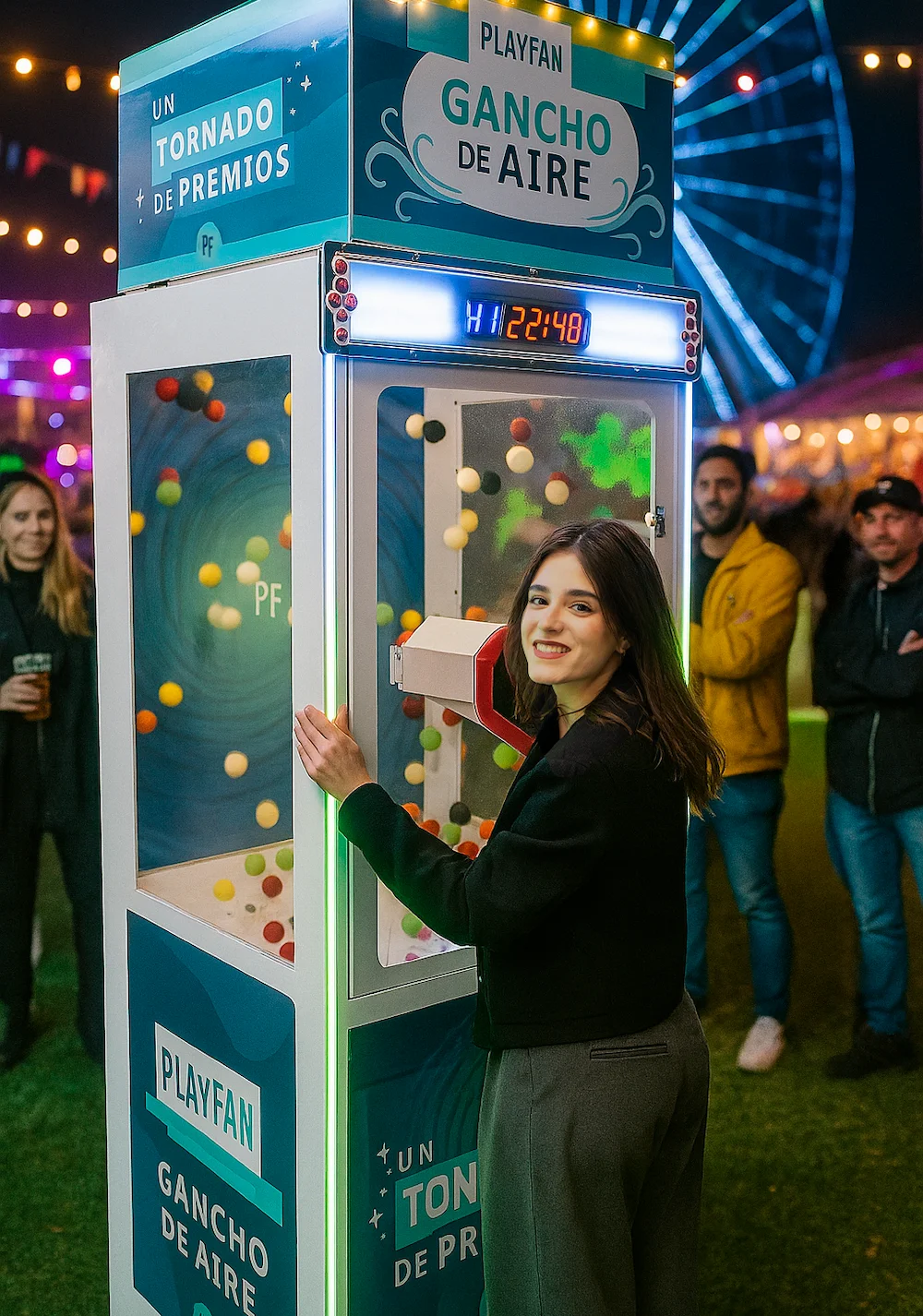 Alquier de máquina recreativa de gancho de aire para repartir premios con la mano en ferias