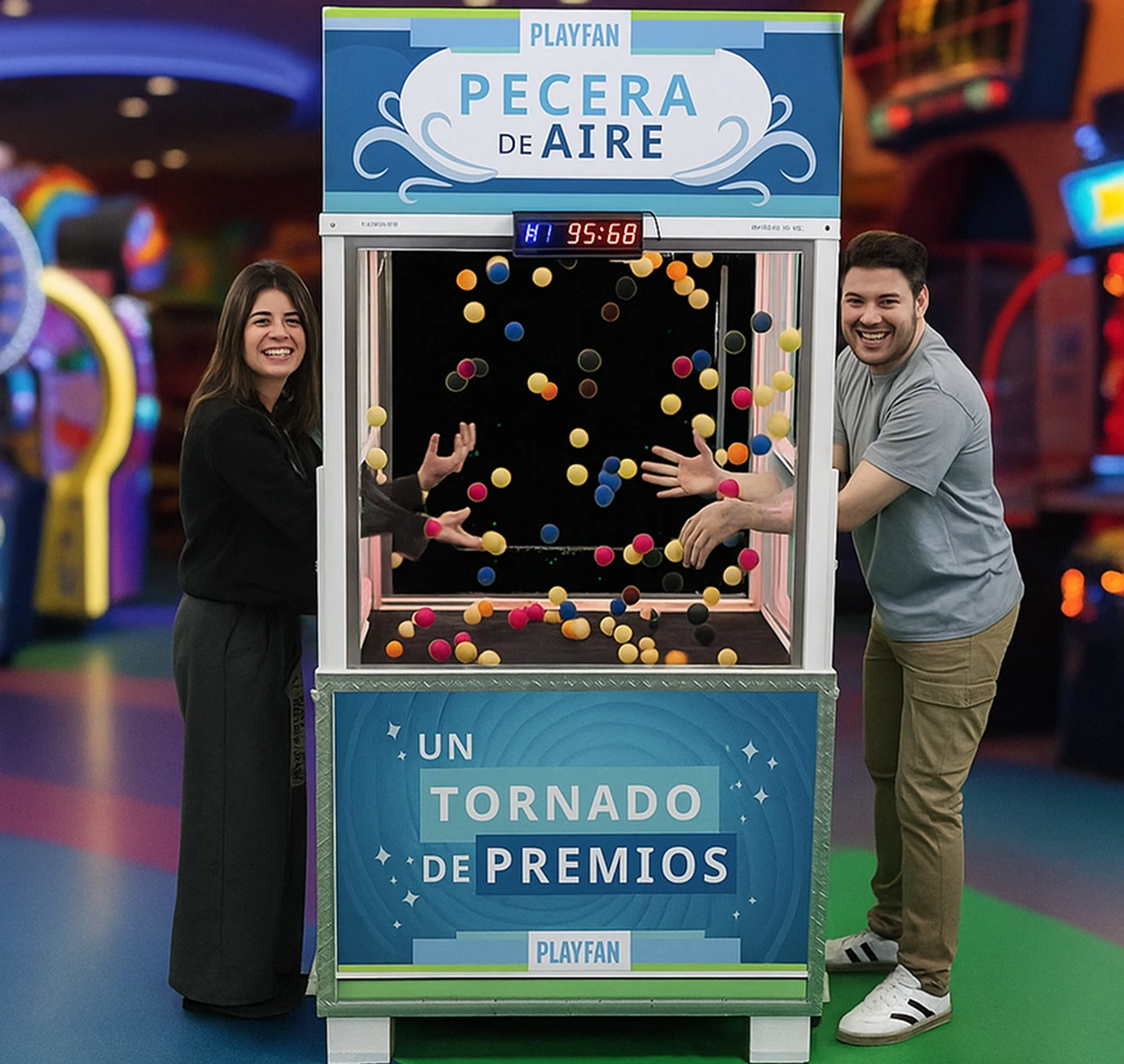 Alquiler de cabina recreativa para atrapar pelotas saltarinas en pareja